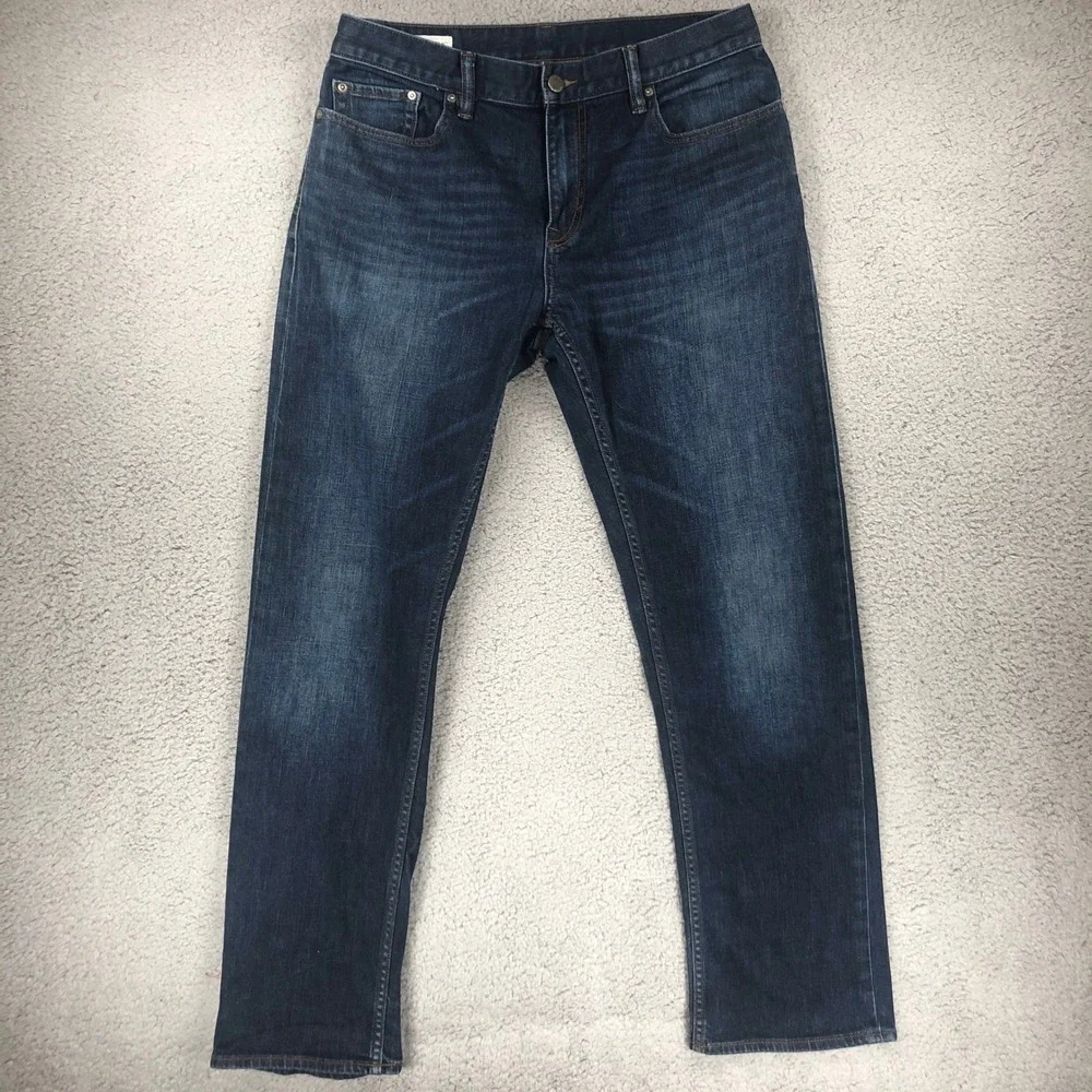Banana Republic Mens Straight Fit Jeans 33x32 Dark Wash Stretch Denim Blue Pants